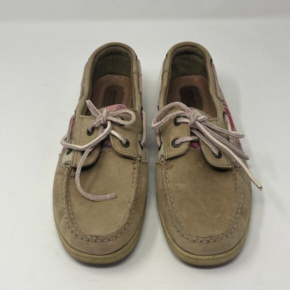 Sperry boat shoes women 9 leather pink plaid - Picture 2 of 9